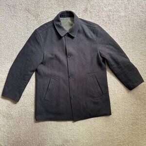 Jos A Bank Coat Mens Large *Flaw* Reversable Wool Blend Jacket Button Close